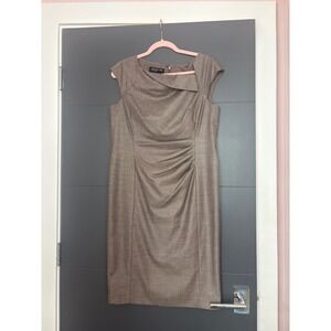 Jones New York Collection Taupe Stretch Sheath Dress Size 12 Business Career